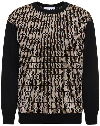Moschino Suéter de punto de lana con logo - Negro