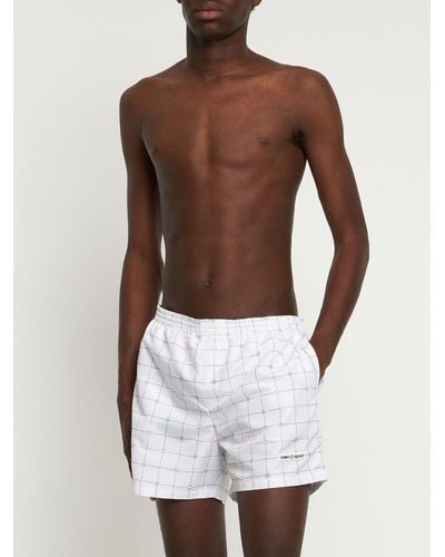 Casablancabrand Tennis Check Printed Tech Swim Shorts - White