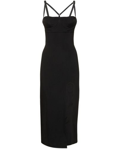 ALESSANDRO VIGILANTE Jersey Bustier Midi Dress W/ Side Slit - Black