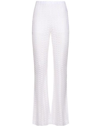 Missoni Solid Lace Flared Pants - White