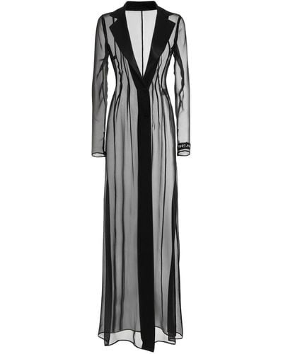 Dolce & Gabbana Sheer Silk Long Shirt Dress - Schwarz