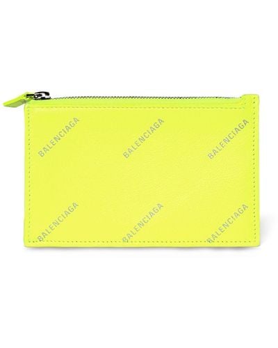Balenciaga Leather Zip Wallet - Yellow