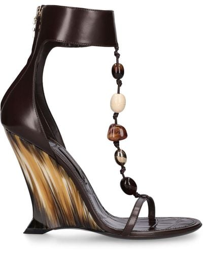 Ferragamo 105mm Selene Leather Wedge Sandals - Black