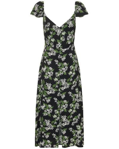 Reformation Baxley Printed Viscose Crepe Midi Dress - Green