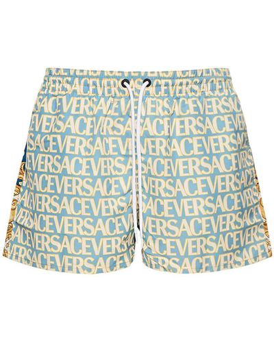 Versace Shorts mare vacanza heritage in nylon stampato - Verde