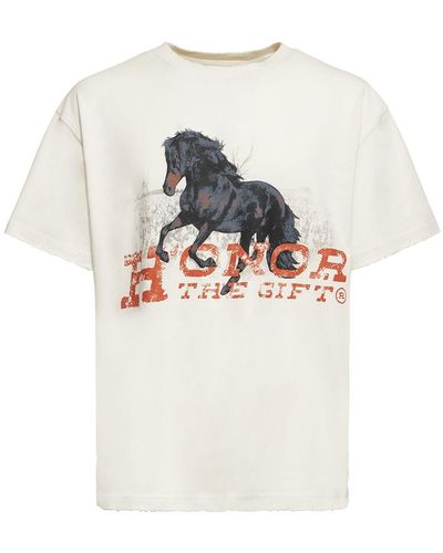 Honor The Gift Spring Horse Print Cotton Jersey T-shirt - White