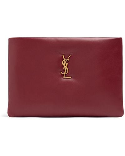 Saint Laurent Small Calypso Leather Pillow Pouch - Red