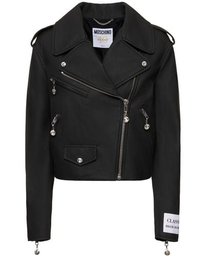 Moschino Faux Leather Biker Jacket - Black