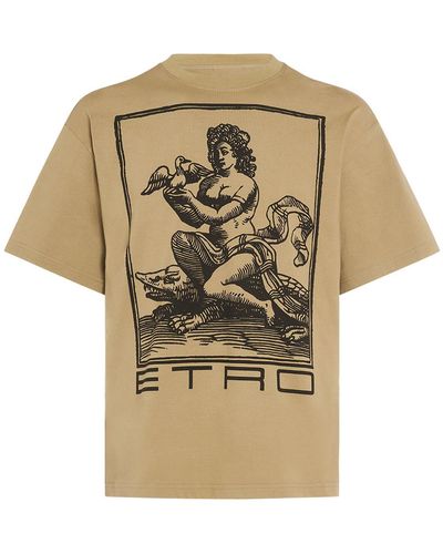 Etro Logo Cotton T-Shirt - Natural