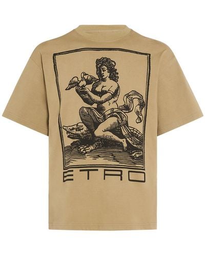 Etro T-shirt Aus Baumwolle Mit Logo - Natur