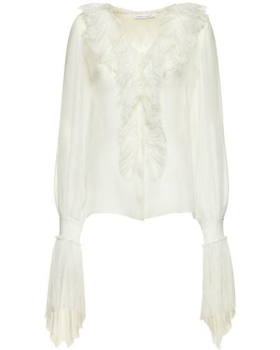 Alberta Ferretti Camisa de chifón de seda - Blanco