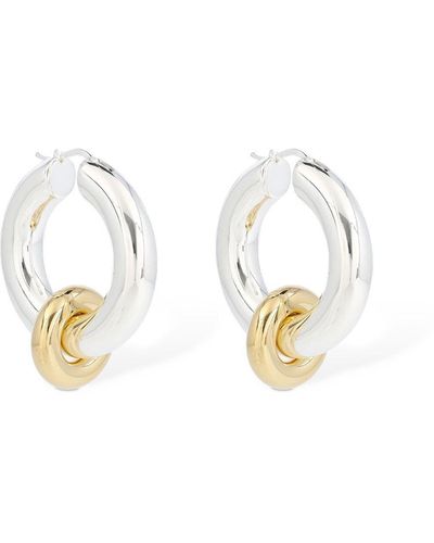 Jil Sander Embrace 1 Bicolor Hoop Earrings - White