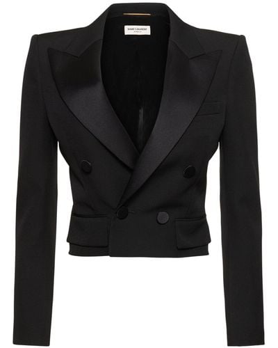 Saint Laurent Wool Tux Jacket - Black