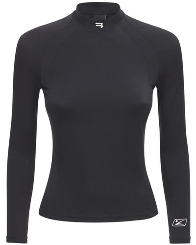Balenciaga Camiseta Ajustada De Jersey Stretch Con Logo - Negro
