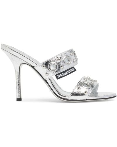 DSquared² 110Mm Laminated Mule Sandals - White