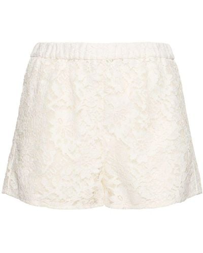 Gucci Floral Cotton Blend Lace Shorts - White