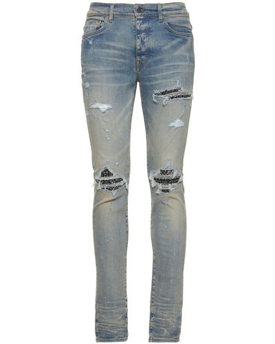 Amiri 15cm Mx1 Bandana Tapered Denim Jeans - Blue