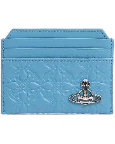 Vivienne Westwood Porta carte di credito in pelle goffrata - Blu