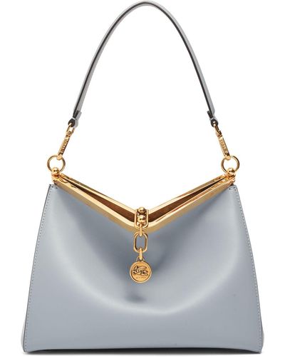 Etro Medium Vela Leather Shoulder Bag - Grey