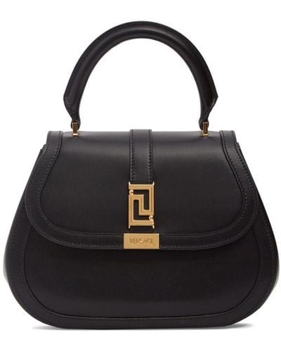 Versace Medium Calf Leather Top Handle Bag - Black