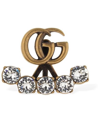 Gucci Single Crystal Double G Earring - Black