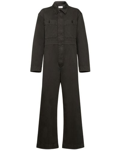 Lemaire Jumpsuit de algodón con dos bolsillos - Negro