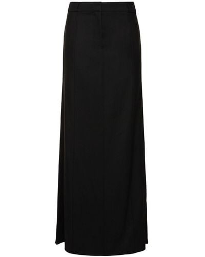 Victoria Beckham ウールブレンドテーラードスカート - ブラック