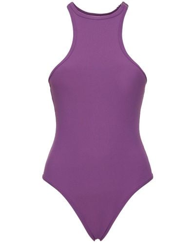 The Attico Ribbed lycra one piece swimsuit - Viola