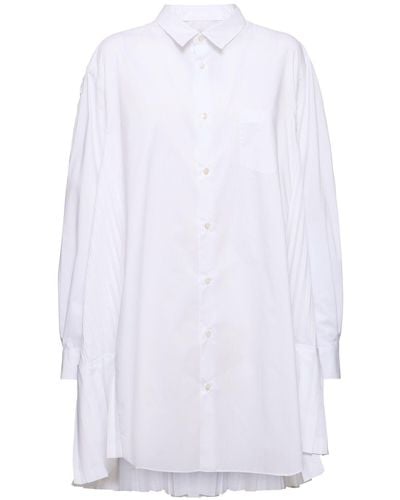 Junya Watanabe コットンブレンドプリーツシャツ - ホワイト