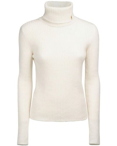 Saint Laurent Wool Blend Turtleneck Sweater - White