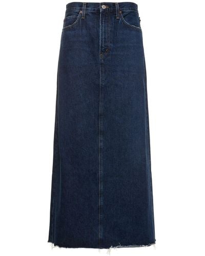 Agolde Hilla Denim Long Skirt - Blue