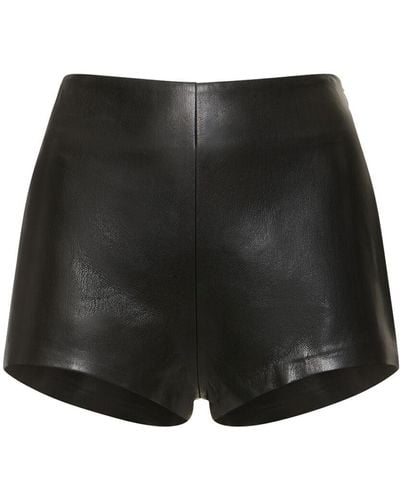 ANDAMANE Polly High Rise Faux Leather Shorts - Black