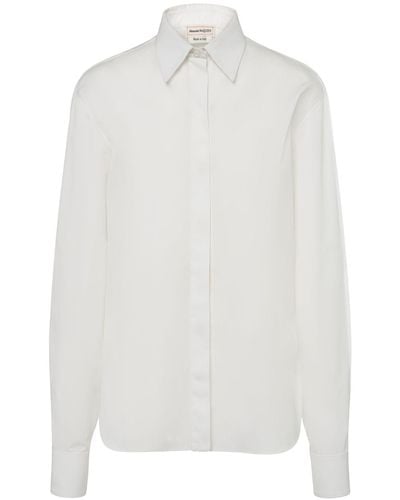 Alexander McQueen Camisa de popelina de algodón - Blanco