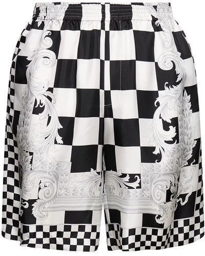 Versace Shorts Aus Seidentwill Mit Druck - Weiß