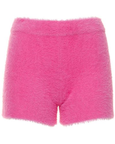 Jacquemus Le Short Neve Knit Fluffy Mini Shorts - Pink