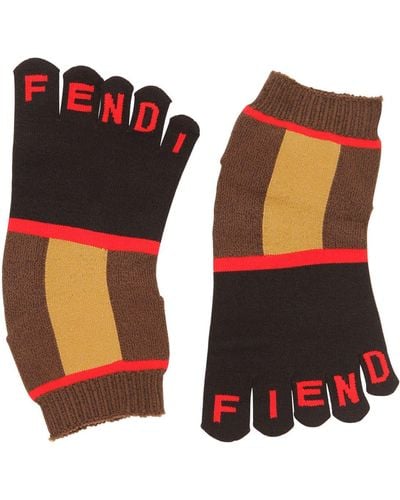 Fendi Logo Intarsia Toe Socks - Multicolour