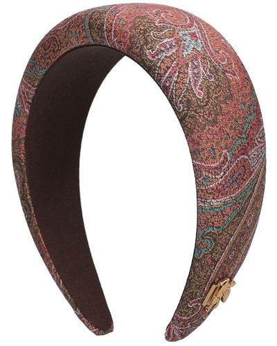 Etro Paisley Silk Padded Headband - Brown