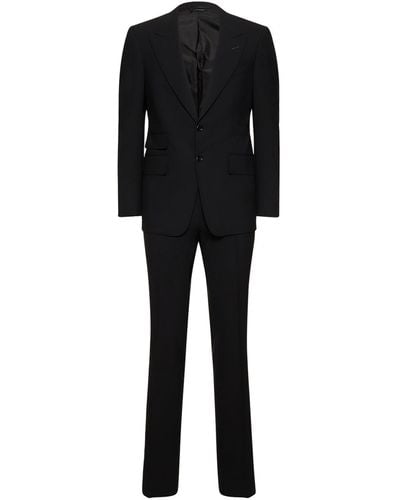 Tom Ford Shelton Stretch Wool Plain Weave Suit - Black