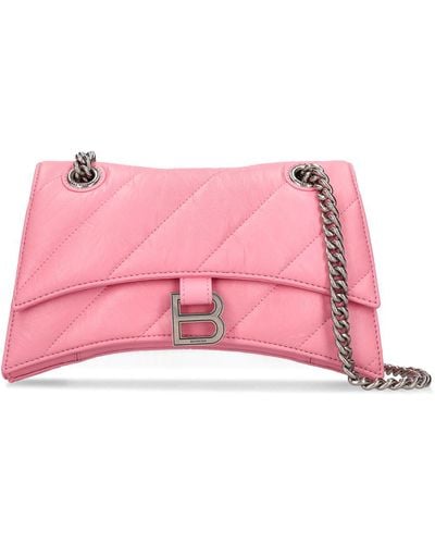 Balenciaga Small Crush Chain Quilted Leather Bag - Pink