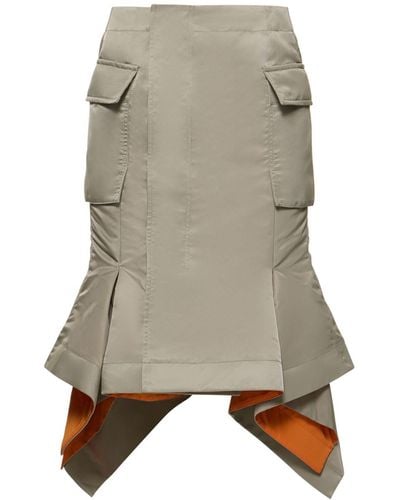 Sacai Pleated Nylon Twill Cargo Midi Skirt - Gray