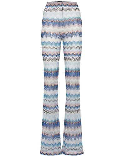 Missoni Chevron Crochet Flared Pants - Blue