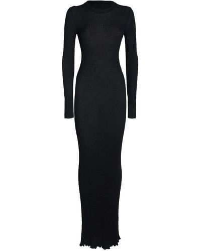 Ami Paris Viscose Bouclé Maxi Dress - Black