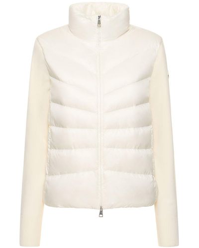 Moncler Cardigan in lana vergine con imbottitura - Bianco