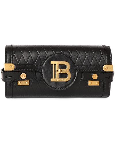 Balmain Geprägte Lederclutch "b-buzz 23" - Schwarz