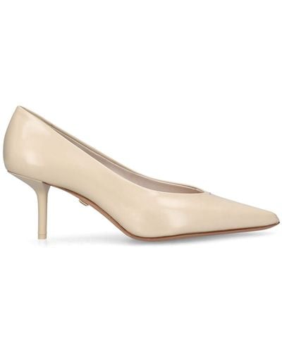 Max Mara 65mm Leather Court Shoes - Natural
