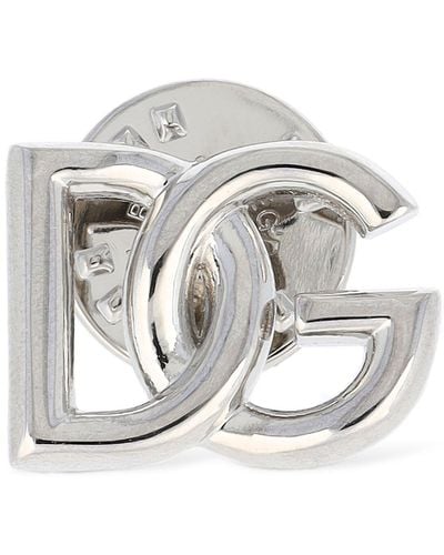 Dolce & Gabbana Brosche Mit Dg-logoanhänger - Grau