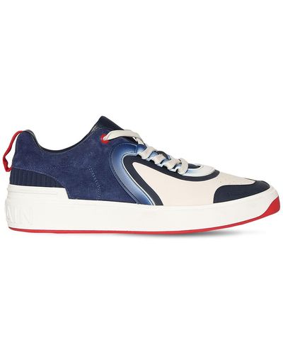 Balmain B Skate Suede & Leather Low Sneakers - Blue