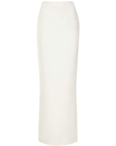Monot Column Long Fitted Crepe Skirt - White