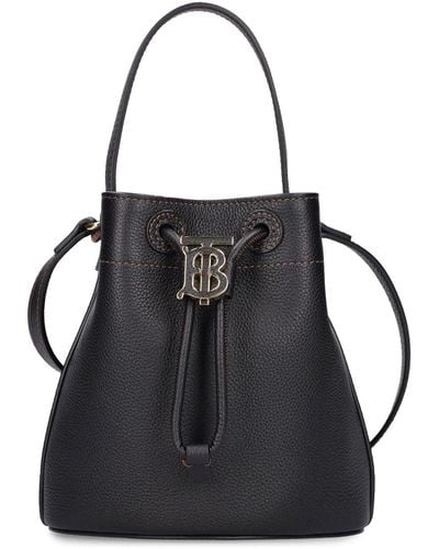 Burberry Mini Leather Bucket Bag - Black