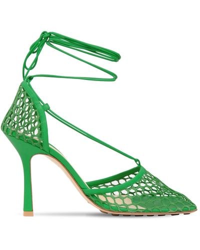 Bottega Veneta 90Mm Stretch Mesh & Leather Court Shoes - Green